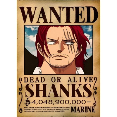 Placa Decorativa WANTED Shanks  One Piece Mod.10